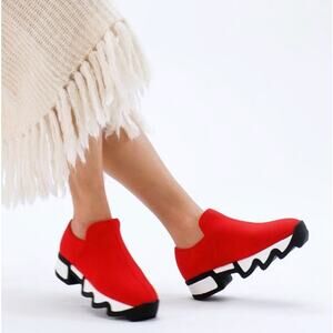 iRi WES I Neoprene Low Top Platform Sneaker Size EU 37 US 7 Red